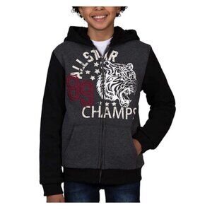 LEE Boys Hoodie Gray Grey Charcoal Sherpa Lined Allstar 89 Champs Full-Zip XS